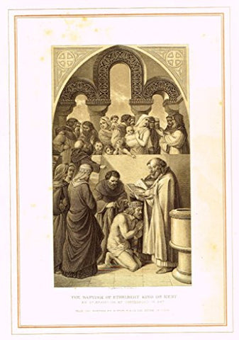 Archer's Royal Pictures - "THE BAPTISM OF ETHELBERT, KING OF KENT" - Tinted Engraving - 1880