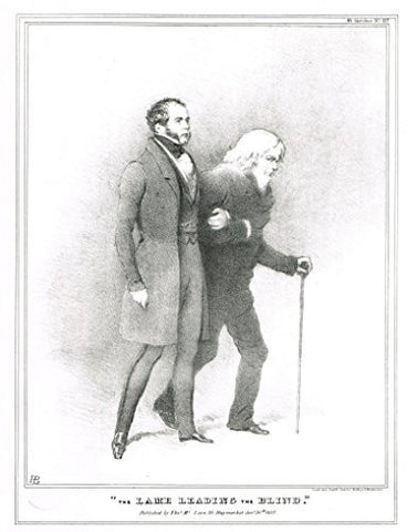 H.B. Sketches Satire -"THE LAME LEADING THE BLIND" - Lithograph - 1830 to 1844