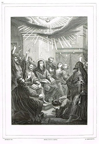 Missale Romanum by Dessain -THE DESCENT OF THE HOLY GHOST - Engraving - 1856