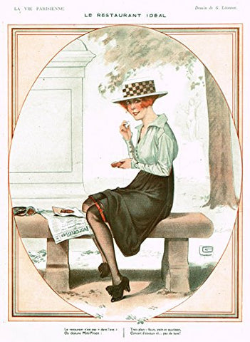 La Vie Parisienne Page - "LE RESTAURANT IDEAL" - Lithograph - 1918