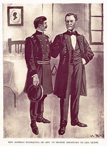 Ellis's American History - "GENERAL SHERMAN INSTRUCTING HIS AIDE" - Polychromatic - 1899