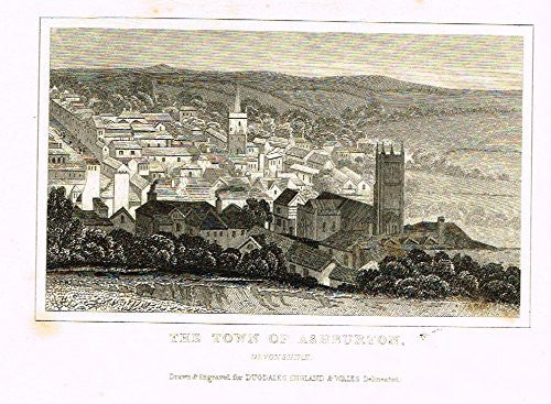 Miniature Dugdale Views - "TOWN OF ASHBURTON " - Copper Engraving - 1845