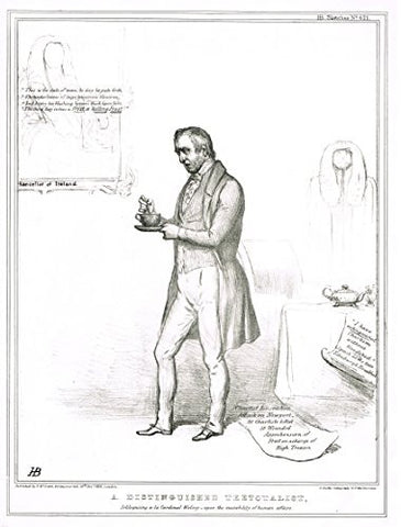 H.B. Sketches Satire -"A DISTINGUISHED TEETOTALIST" - Lithograph - 1830 to 1844