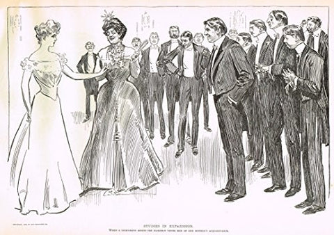 The Gibson Book - "DEBUTANTE MEETS MOTHER'S FRIENDS" - Lithograph - 1907