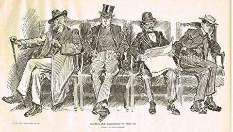 The Gibson Book - "WAITING FOR SOMETHING TO TURN UP" - Lithograph Sketch - 1907