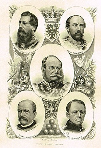 Napoleon III's History - "WILLIAM, KING OF PRUSSIA & GROUP" - Steel Engraving - 1873