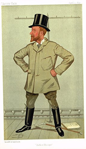 Vanity Fair "SPY" Caricature - "AUTHOR-MANAGER" (HENRY ARTHUR JONES) - Chromolithograph - 1895