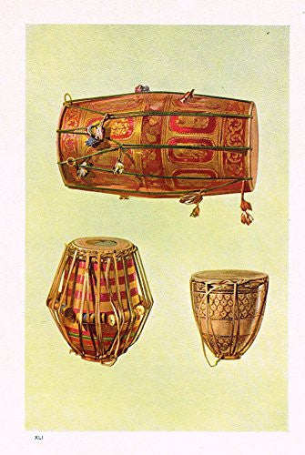 Hipkins Musical Instruments - "Indian Drums" - Stipple Chromolithograph - 1923