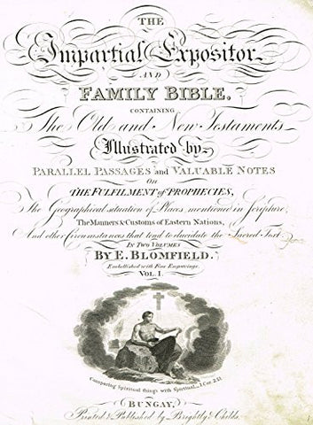 Blomfield's Impartial Expsitor & Bible - "TITLE PAGE" - Antique Copper Engraving - 1815