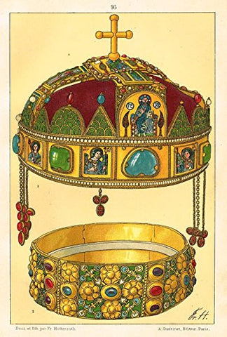 Hottenroth's Le Costume - "JEWELLED KING'S CROWN" - Chromolithograph - 1890