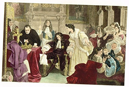 Colored Lithograph - JAMES II REICIVING THE NEWS OF THE LANDING OF THE PRINCE OF ORANGE - c1895