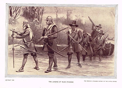 History of Our Country - THE LANDING OF MILES STANDISH - 1841 TO 1869 - Lithograph - 1899