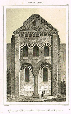 Bas's France Encyclopedique - "NOTRE DAME DU PORT A CLERMONT" - Steel Engraving - 1841