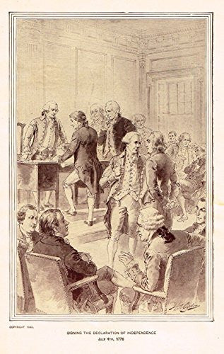 Youth's History - "SIGNING THE DECLARATION OF INDEPENDENCE" - Lithograph - 1898