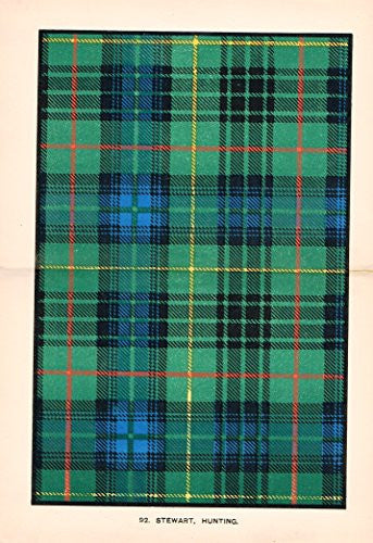 Johnston's Scottish Tartans - "STEWART - HUNTING" - Chromolithograph - c1899