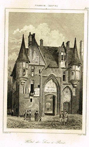 Bas's France Encyclopedique - "HOTEL DE SENS A PARIS" - Steel Engraving - 1841