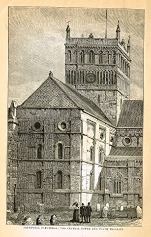 Our National Cathedrals - SOUTHWELL CATHEDRAL, TOWER - Wood Engraving - 1887