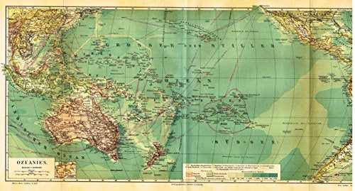 Meyers' Lexicon Map - "OCEANA" - Chromolithograph - 1913