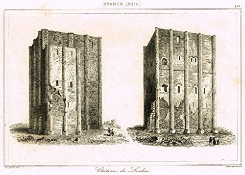 Bas's France Encyclopedique - "CHATEAU DE LOCHES" - Steel Engraving - 1841