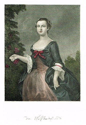 Ladies of the White House - "MARTHA WASHINGTON" - Hand-Colored Engraving - 1882