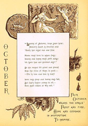 Mary A. Lathbury's Monthly Poems - "OCTOBER POEM" - Tinted Chromolithograph - 1885