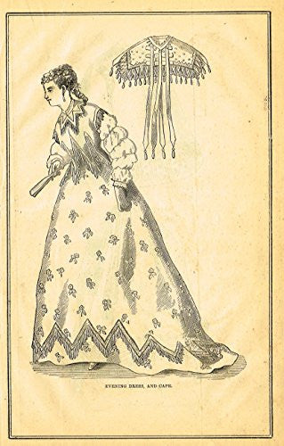 Harper's Magazine's - EVENING DRESS AND CAPE - Lithograph - c1860