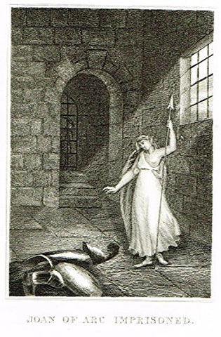 Miniature History of England - JOAN OF ARC IMPRISONED - Copper Engraving - 1812