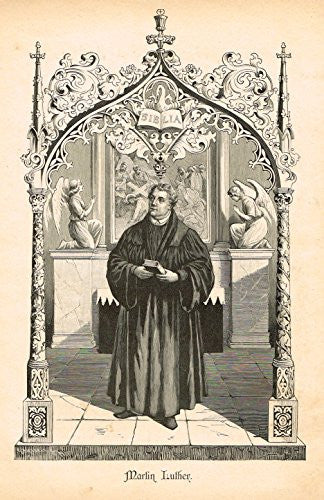 Portraits of Swedish Hymn Writers - MARTIN LUTHER - Lithograph - 1899
