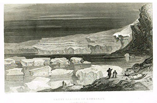 Kane's Arctic Explorations - "GREAT GLACIER OF HUMBOLDT" - Steel Engraving - 1856