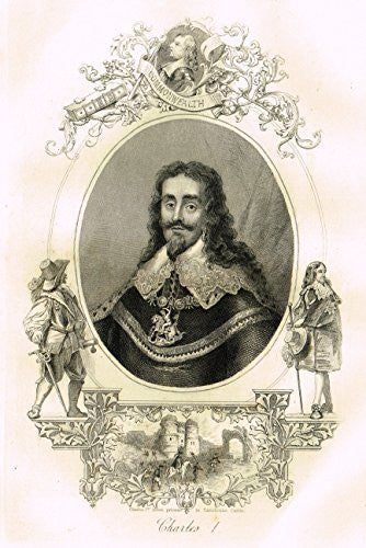 Fancy Royal Portraits - "KING CHARLES I" - Steel Engraving - c1840