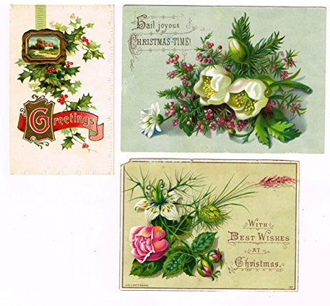 Three Vintage Christmas, New Year's & Holiday Cards - from 1800's & 1900's