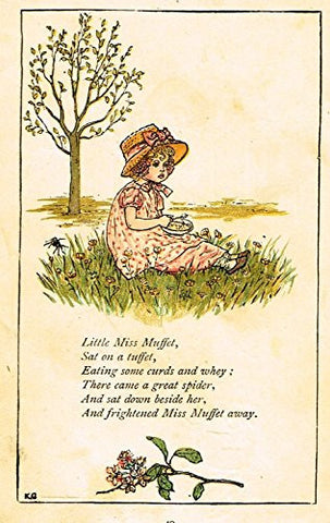 Greenaway's Mother Goose - LITTLE MISS MUFFET - Chromolithograph - 1898