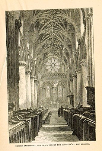 Our National Cathedrals - OXFORD CATHEDRAL - CHOIR - Wood Engraving - 1887
