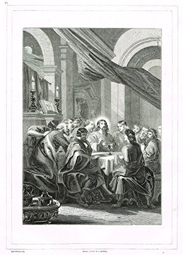Missale Romanum by Dessain -THE LAST SUPPER - Engraving - 1856