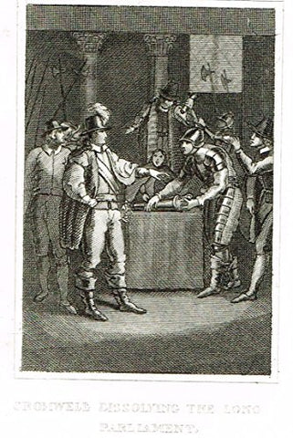 Miniature History of England - CROMWELL DISSOLVING THE LONG PARLIAMENT - Copper Engraving - 1812