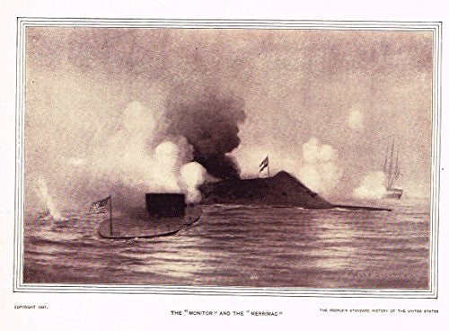 History of Our Country - THE MONITOR & THE MERRIMAC - Photogravure - 1899