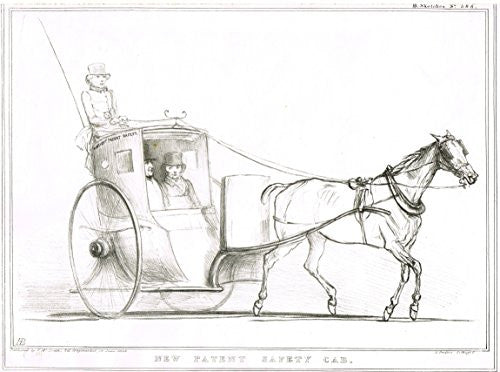 Doyle's HB Sketches - "NEW PATENT SAFETY CAB" - Lithograph - 1834