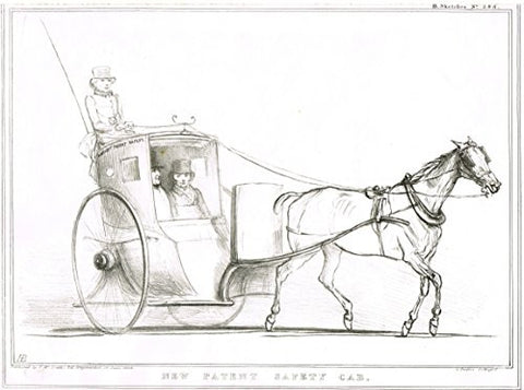 Doyle's HB Sketches - "NEW PATENT SAFETY CAB" - Lithograph - 1834