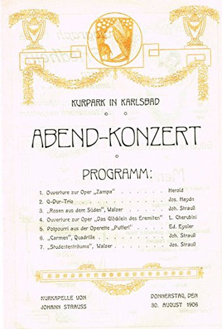 Art Nouveau Typography - "ABEND CONCERT PROGRAM" - Lithograph - 1905