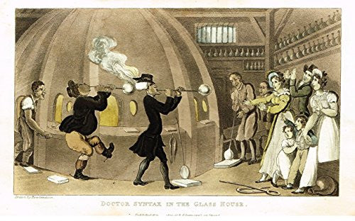 Rowlandson's Dr. Syntax - "DR. SYNTAX IN THE GLASS HOUSE" - Aquatint - 1820