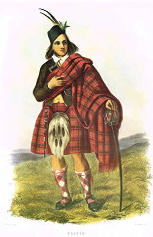 Clans & Tartans of Scotland by McIan - FRASER - Lithograph -1988