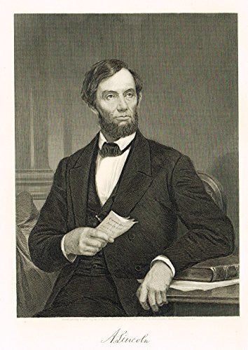 Portrait Gallery - "ABRAHAM LINCOLN" - Steel Engraving - 1874