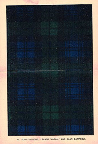 Johnston's Scottish Tartans - "BLACK WATCH" - Chromolithograph - c1899