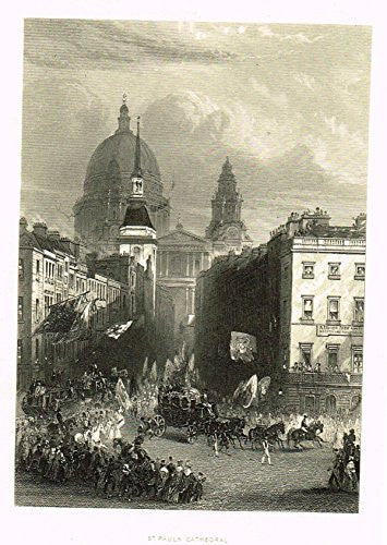 Tallis's London - "ST. PAUL'S CATHEDRAL" - Steel Engraving - 1851