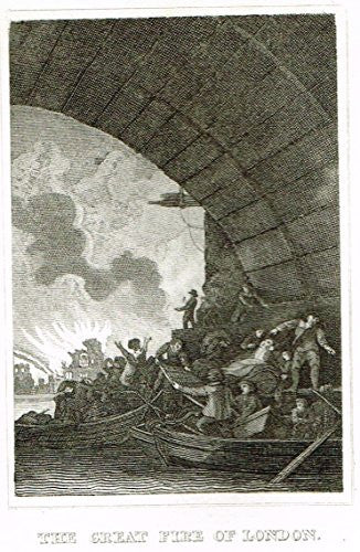 Miniature History of England - THE GREAT FIRE OF LONDON - Copper Engraving - 1812