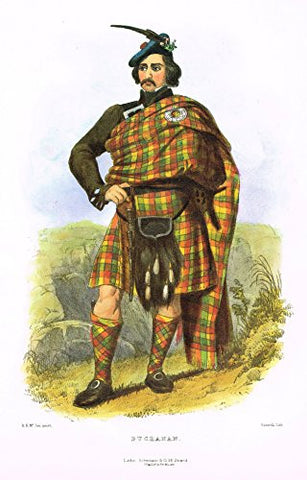 Clans & Tartans of Scotland by McIan - BUCHANAN - Lithograph -1988