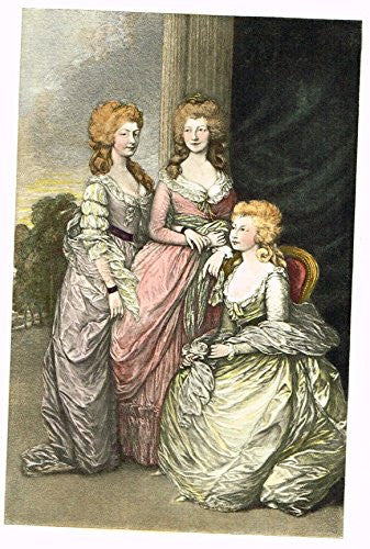 Colored Lithograph - PRINCESSES CHARLOPTTE, AUGUSTA AND ELIZABETH by GAINSBOROUGH - c1895