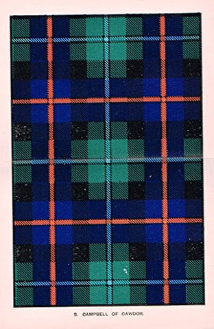 Johnston's Scottish Tartans - "CAMPBELL OF CAWDOR" - Chromolithograph - c1899