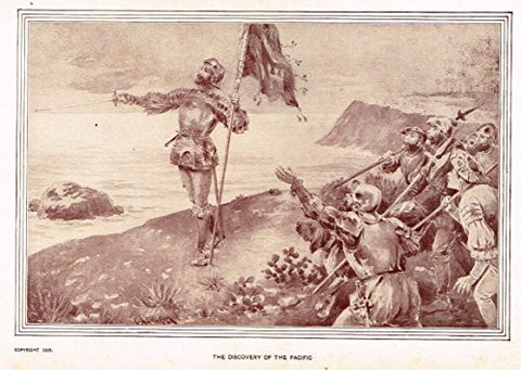 Youth's History - "THE DISCOVERY OF THE PACIFIC" - Lithograph - 1898