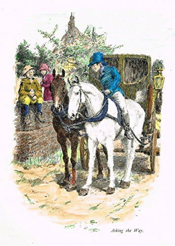 Tristram's Coaching Ways - "ASKING THE WAY" - Hand-Colored Lithograph - 1888